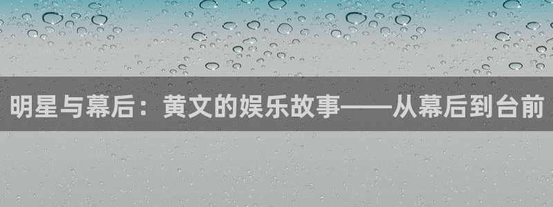 壹号下载安装：明星与幕后：黄文的娱乐故事——从幕后到台前